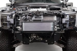 Ford F-150 Raptor R Performance Heat Exchanger - Addictive Desert Designs - High-Mount - Hammer Black Powder-Coated Steel Frame with Raw Aluminum Core - `23-`26